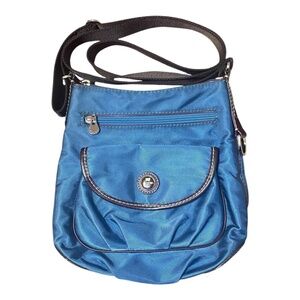 Lancel nylon crossbody. Teal & brown